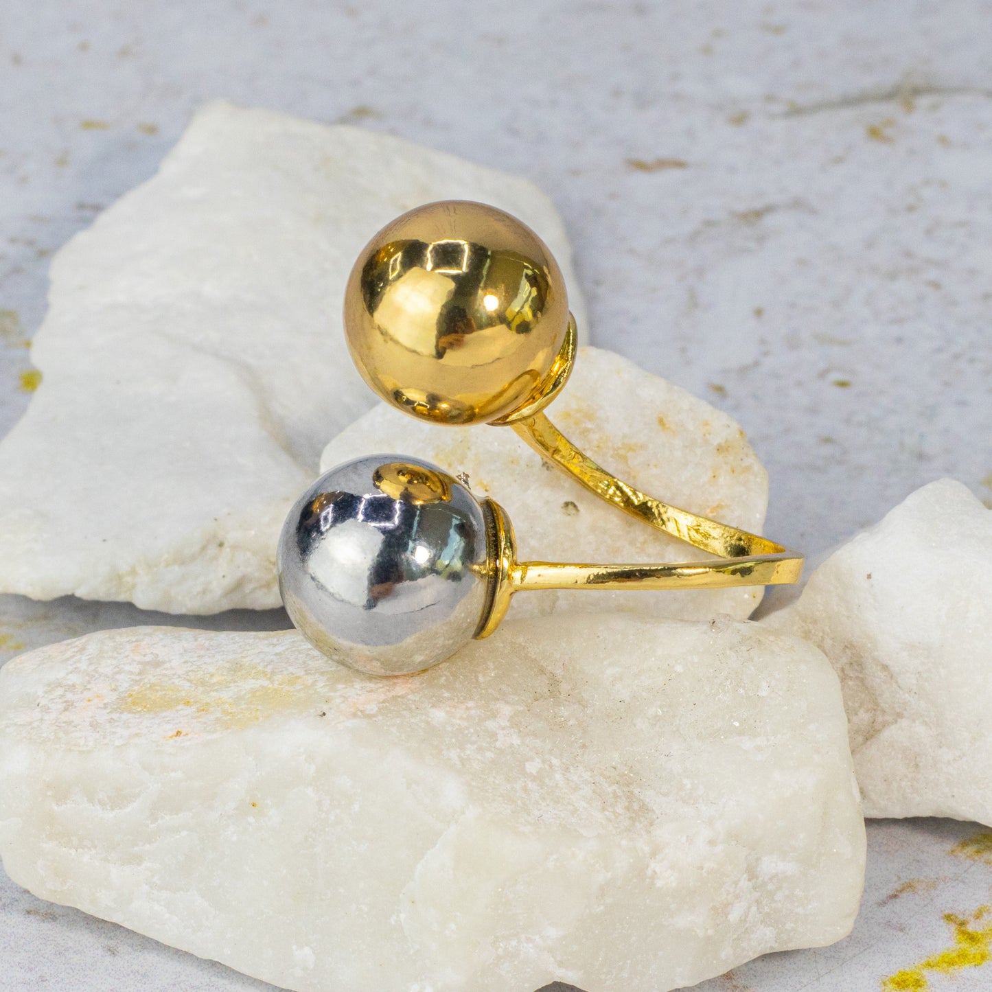Anillo dos balín dos oros