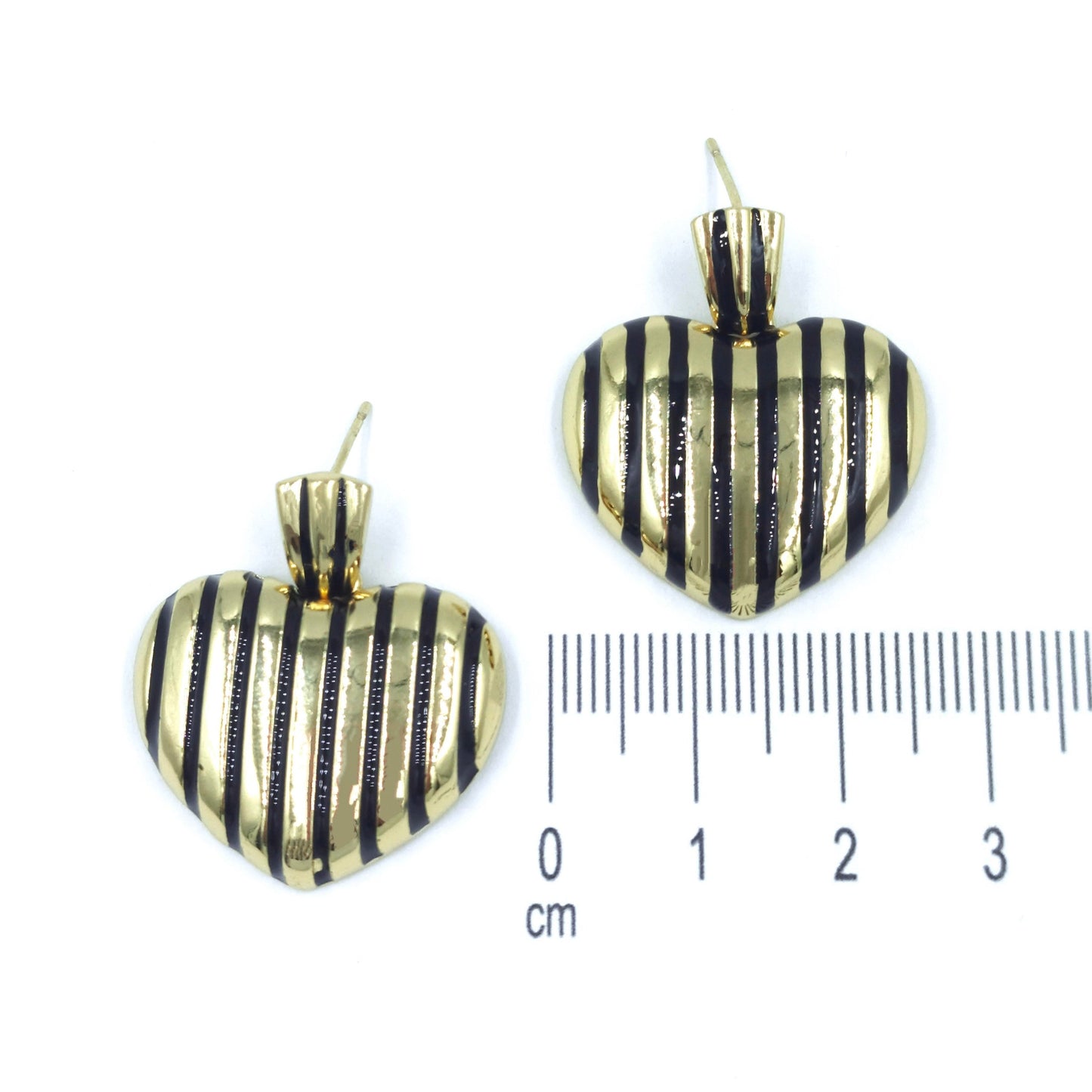 Arete corazón cebra negro
