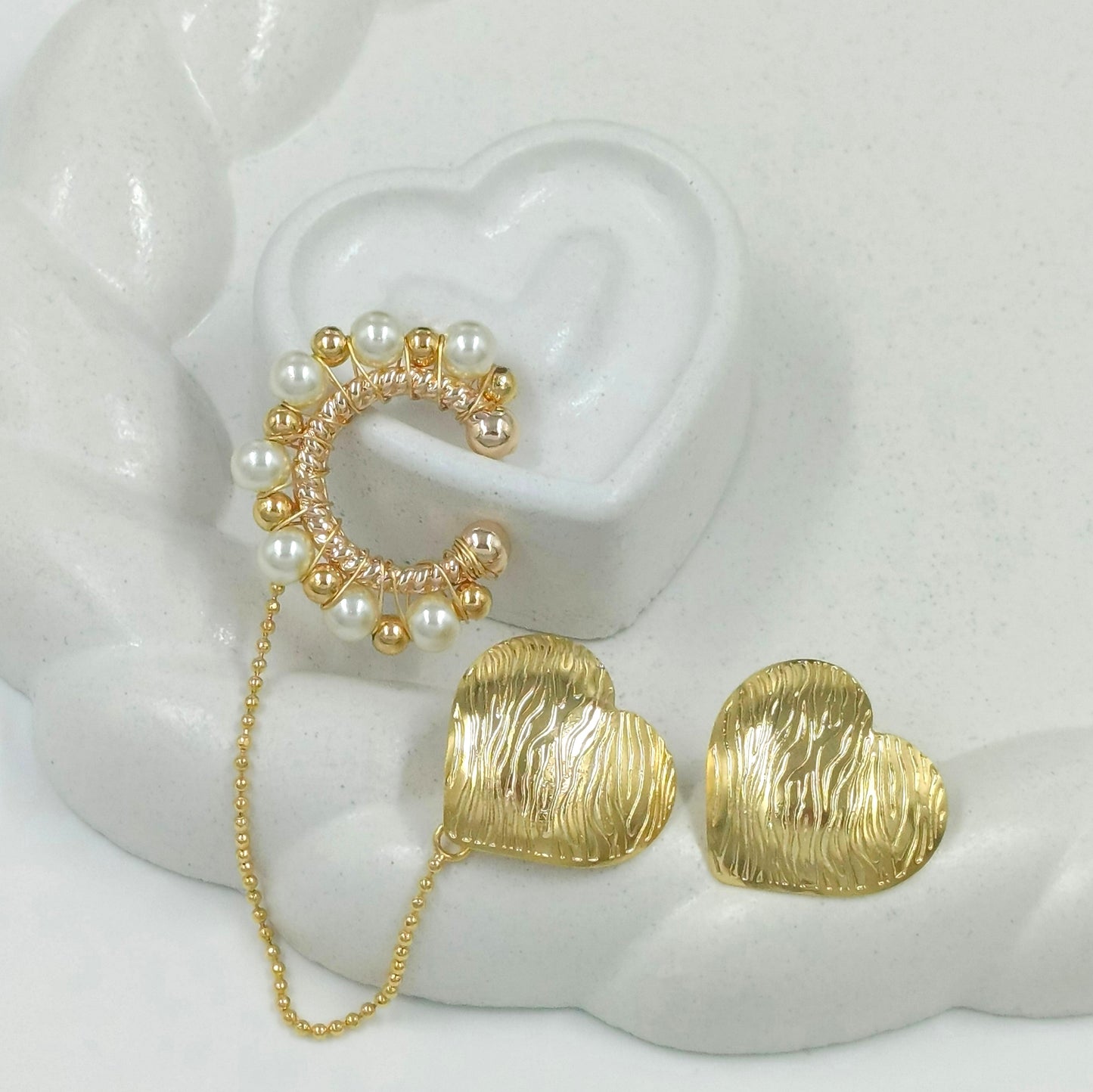 Bronce aret earcuff perla/balin