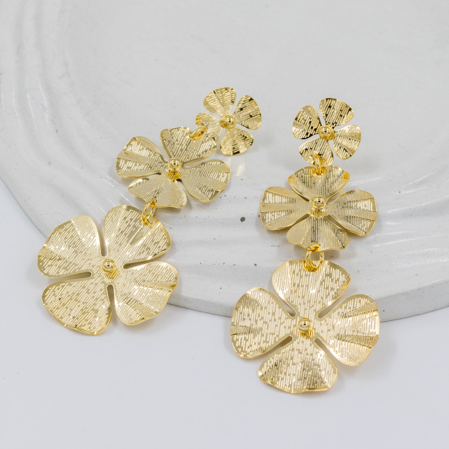 Arete bronce hojas eslabones 7cm