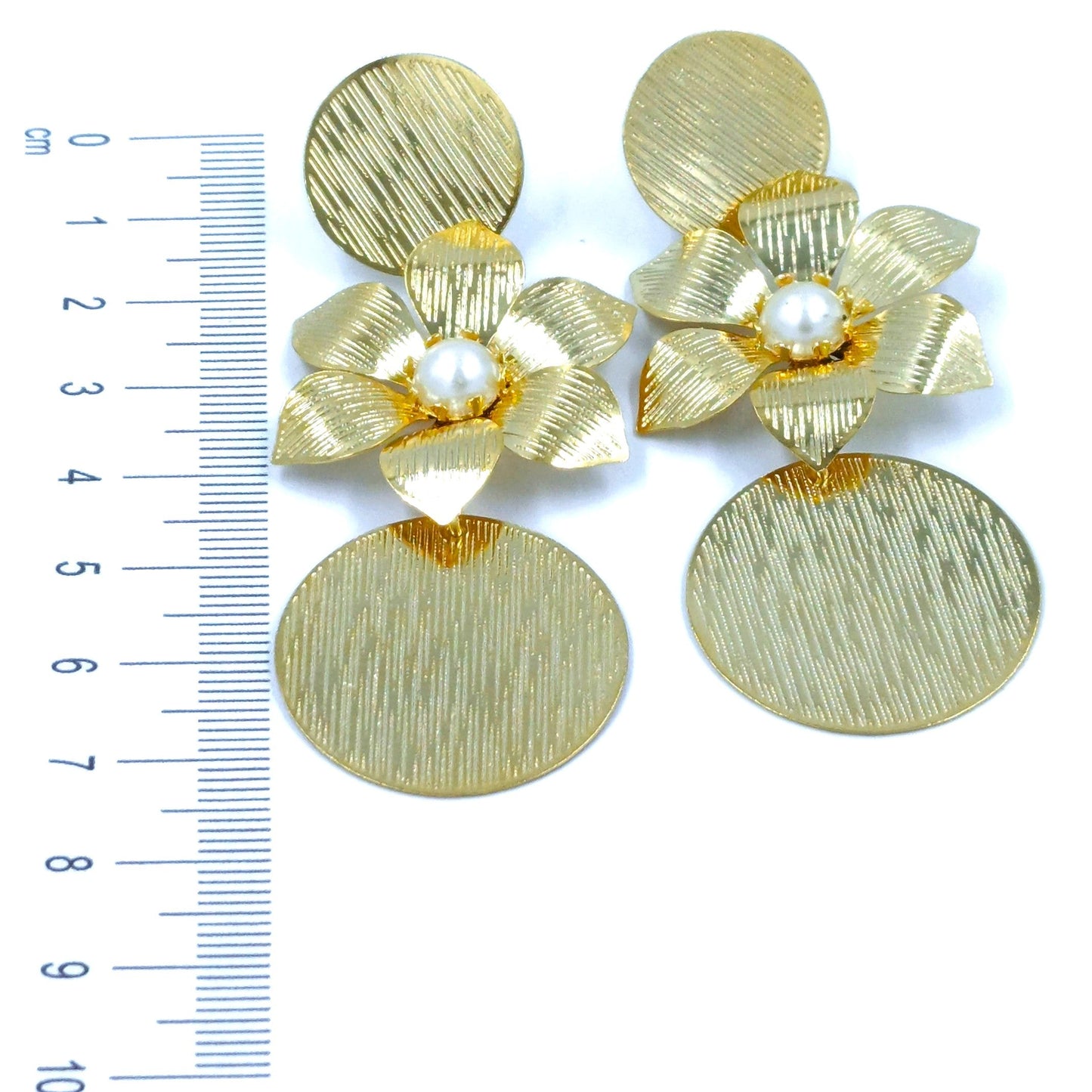 Arete bronce maxi flor círculos