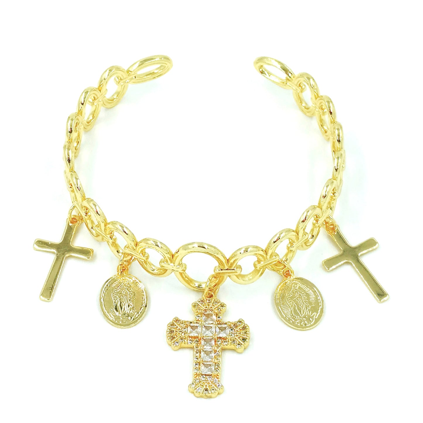 Pulsera aro dijes cruz