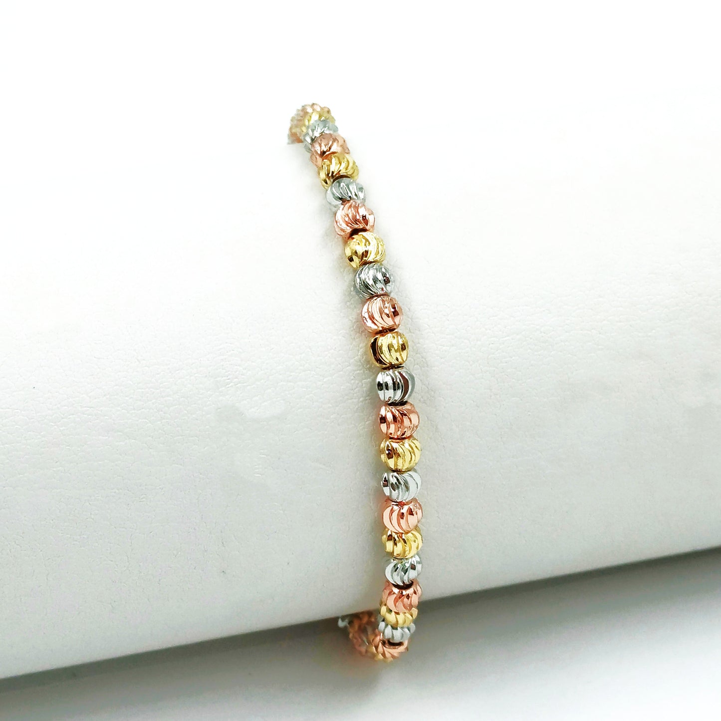 Pulsera balín diamantado 3 oros