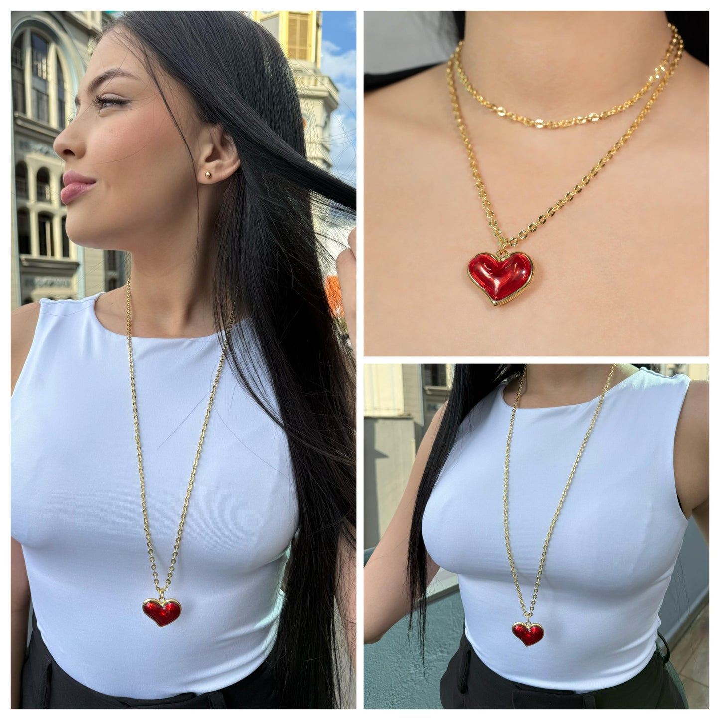 Collar rodio maxi corazón