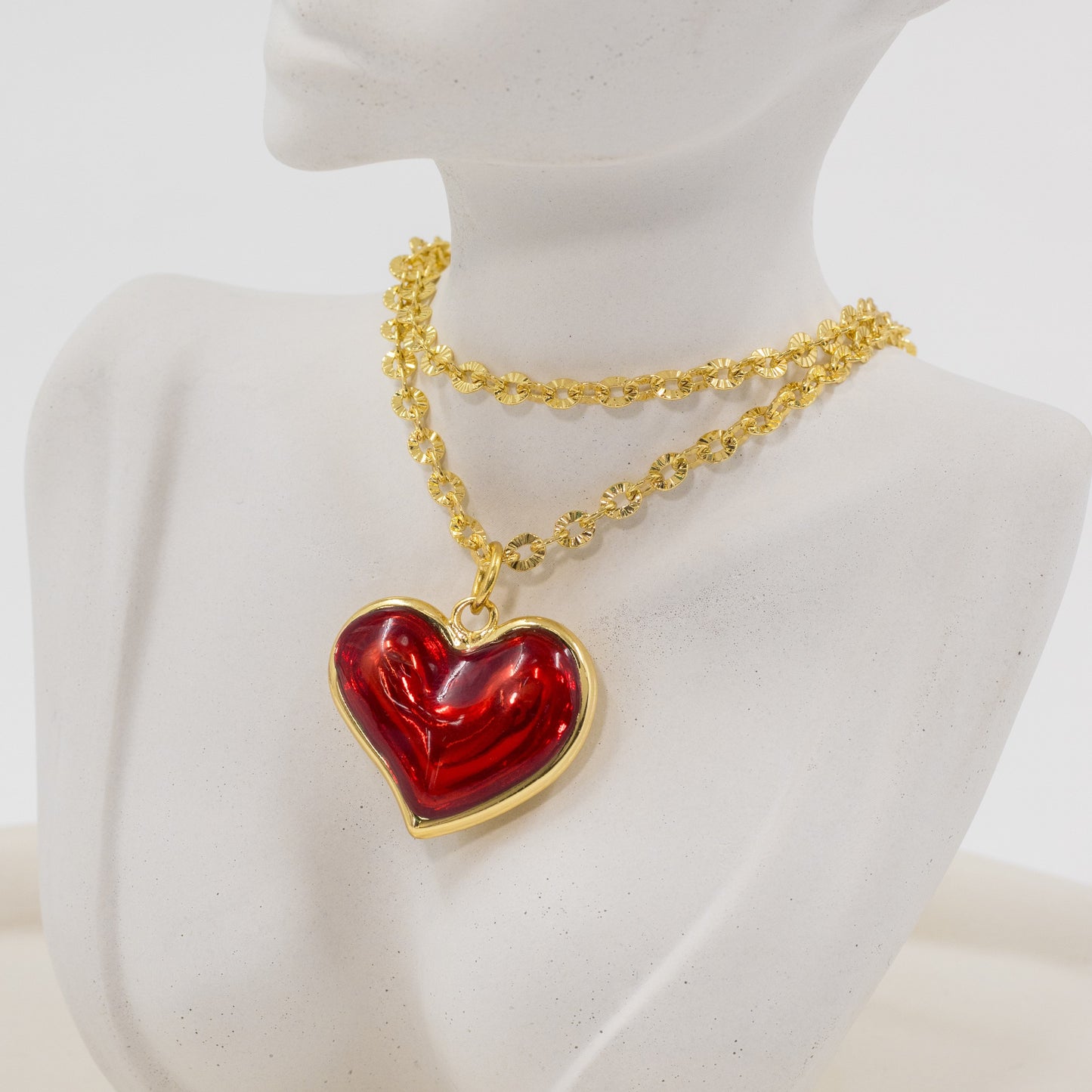 Collar rodio maxi corazón