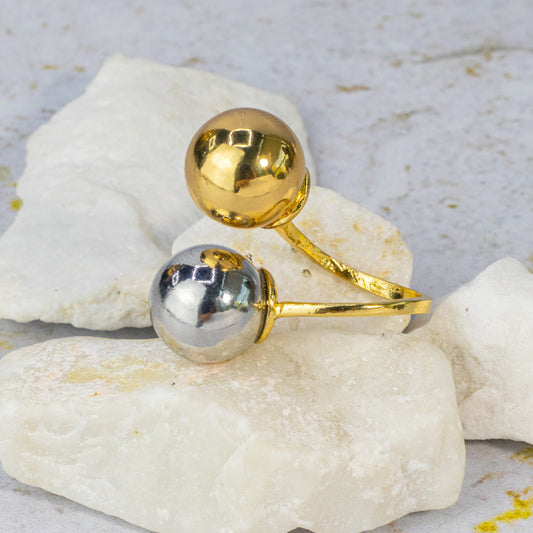 Anillo dos balín dos oros