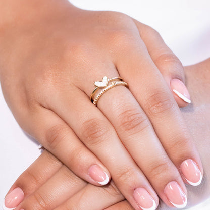 Anillo doble corazón nácar
