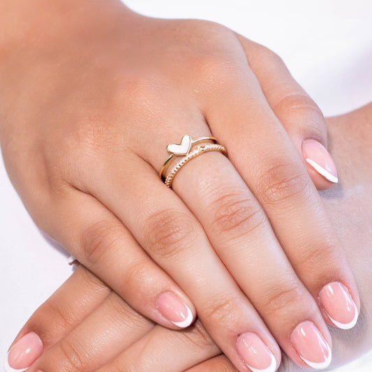 Anillo doble corazón nácar