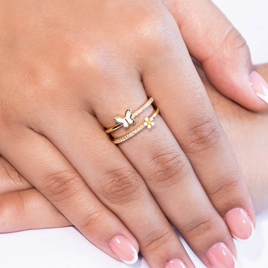 Anillo doble mariposa