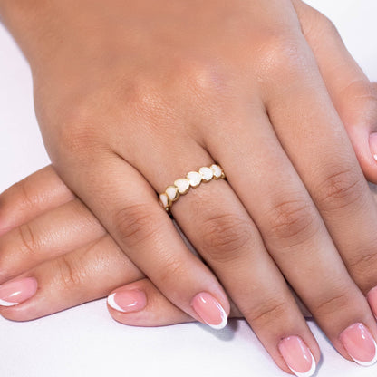 Anillo corazones nácar