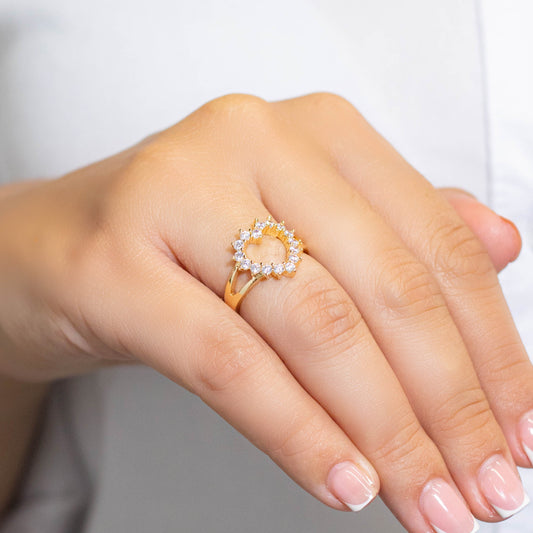 Anillo silueta corazones