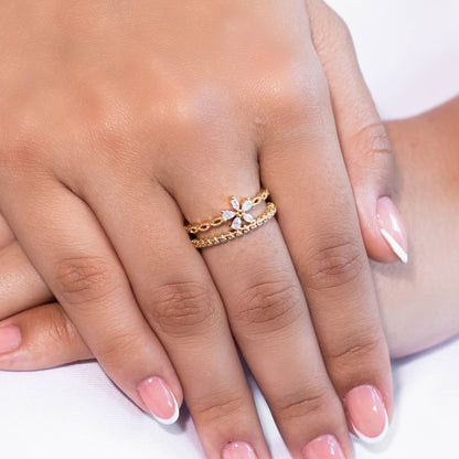 Anillo flor baguette