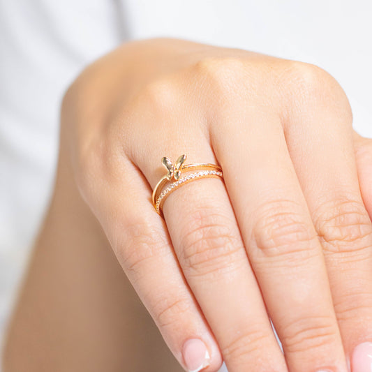 Anillo doble mariposa