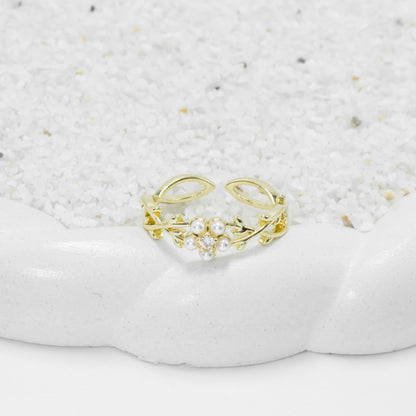 Anillo rosa perlas
