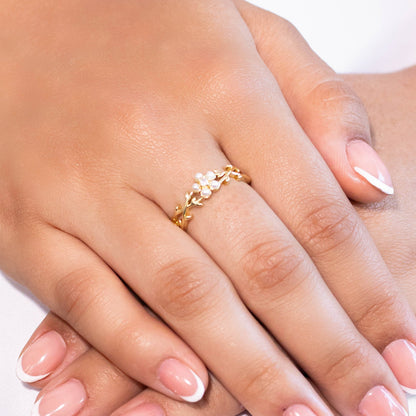 Anillo rosa perlas