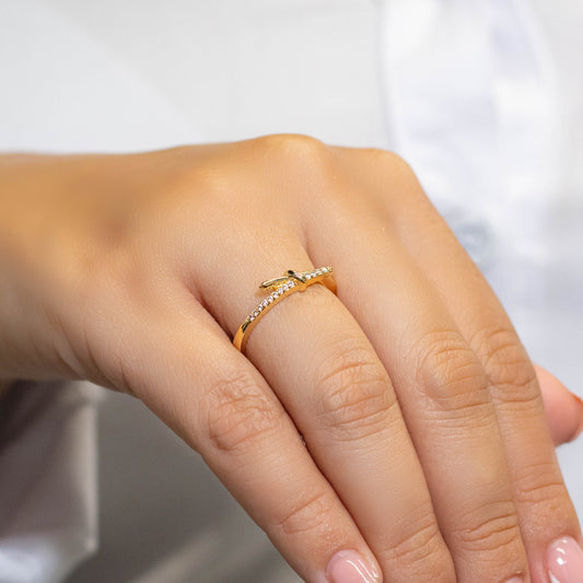 Anillo moño microzircones