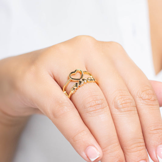 Anillo doble corazones