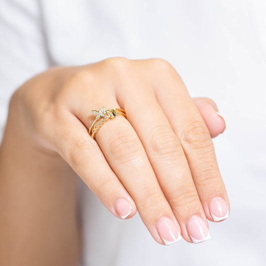Anillo doble mariposas