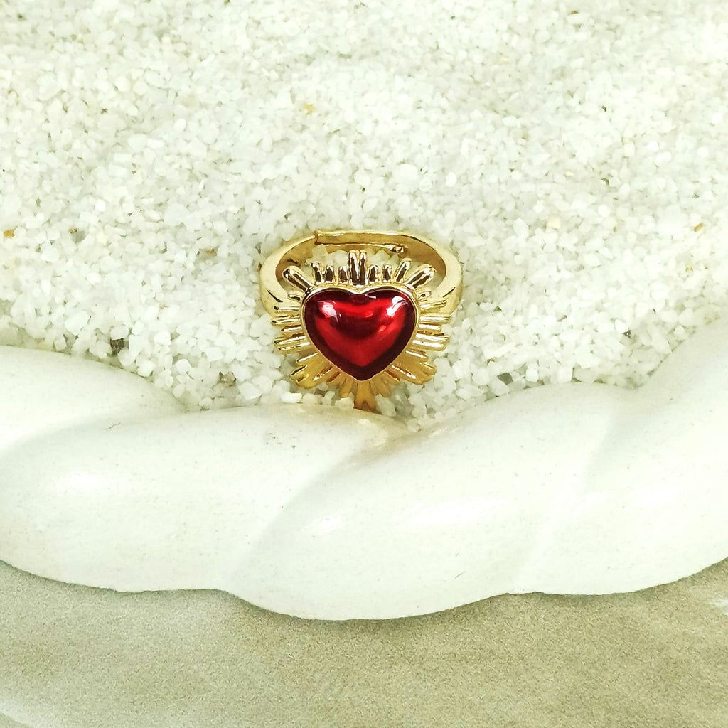 Anillo corazón rojo