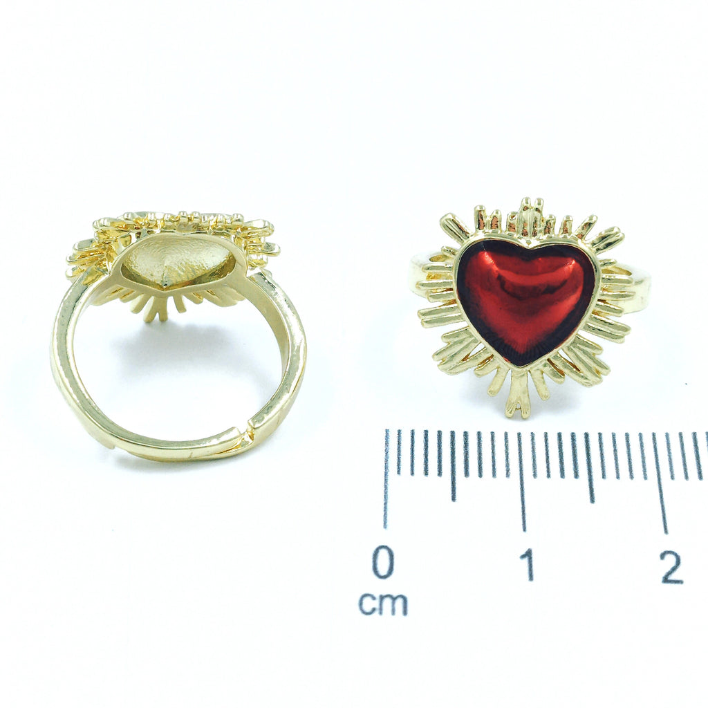 Anillo corazón rojo