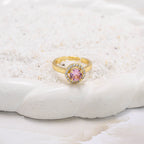 Anillo aro zircón rosa