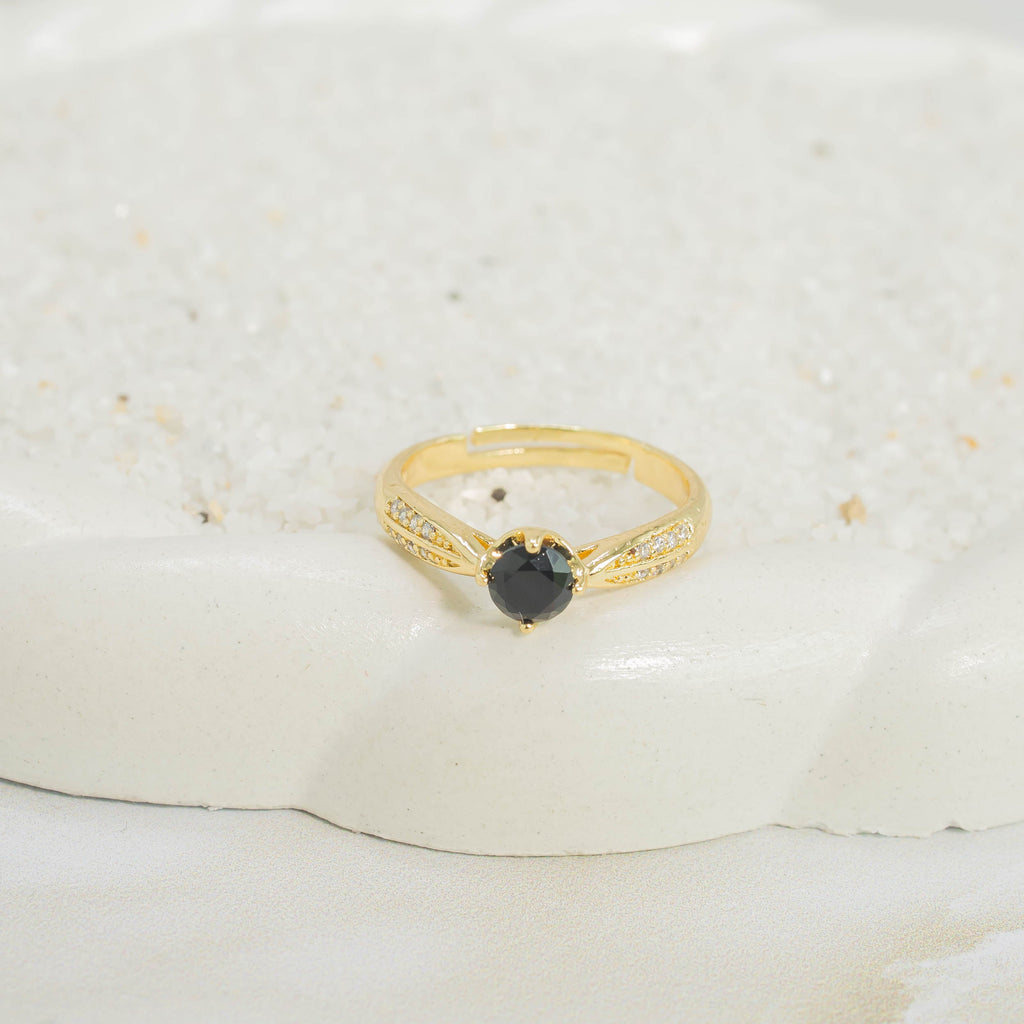 Anillo argolla zircón negro