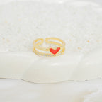 Anillo doble corazón rojo