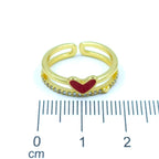 Anillo doble corazón rojo