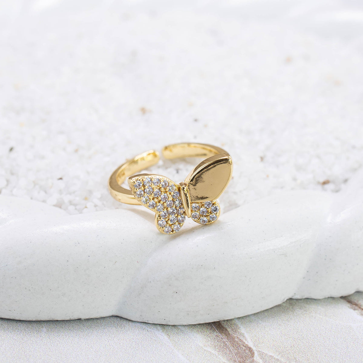 Anillo mariposa microzircón
