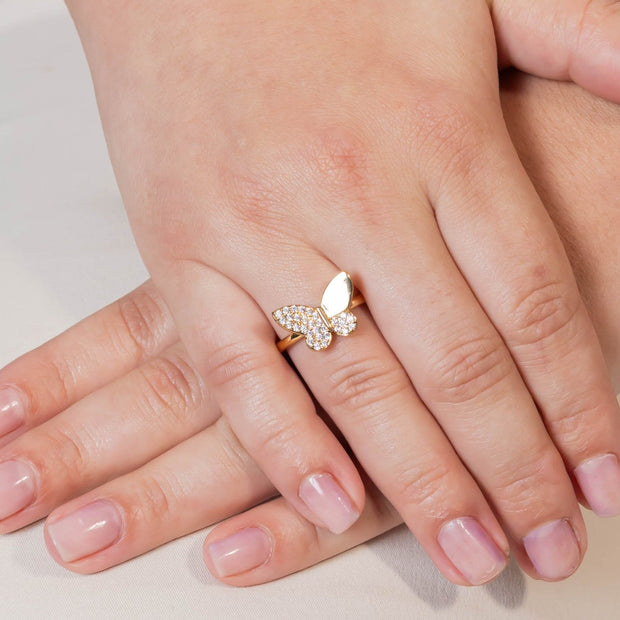 Anillo mariposa microzircón