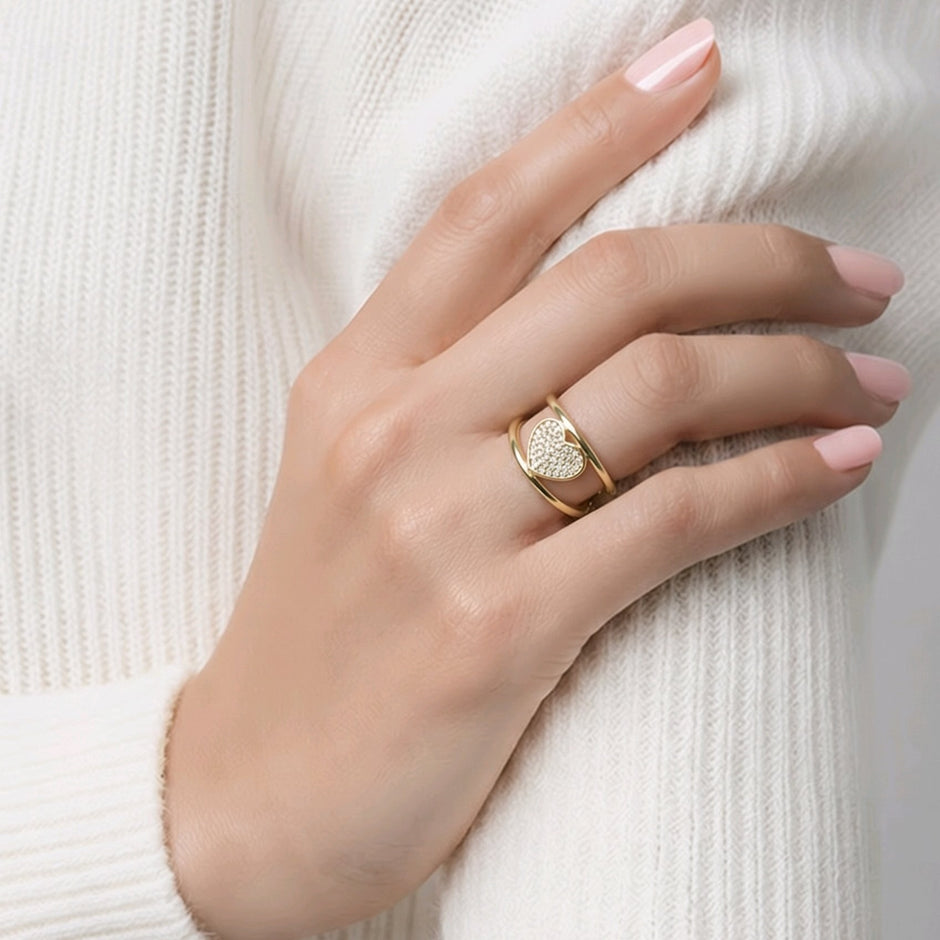 Anillo corazón zircón
