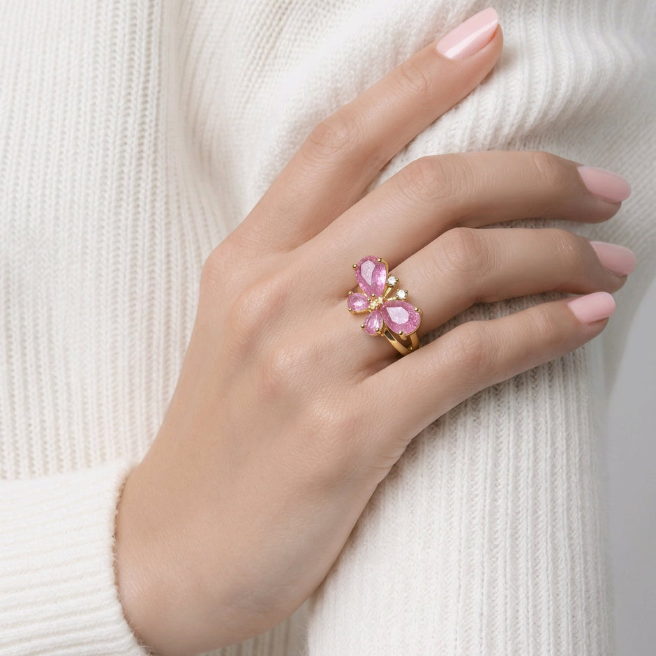 Anillo mariposa rosa