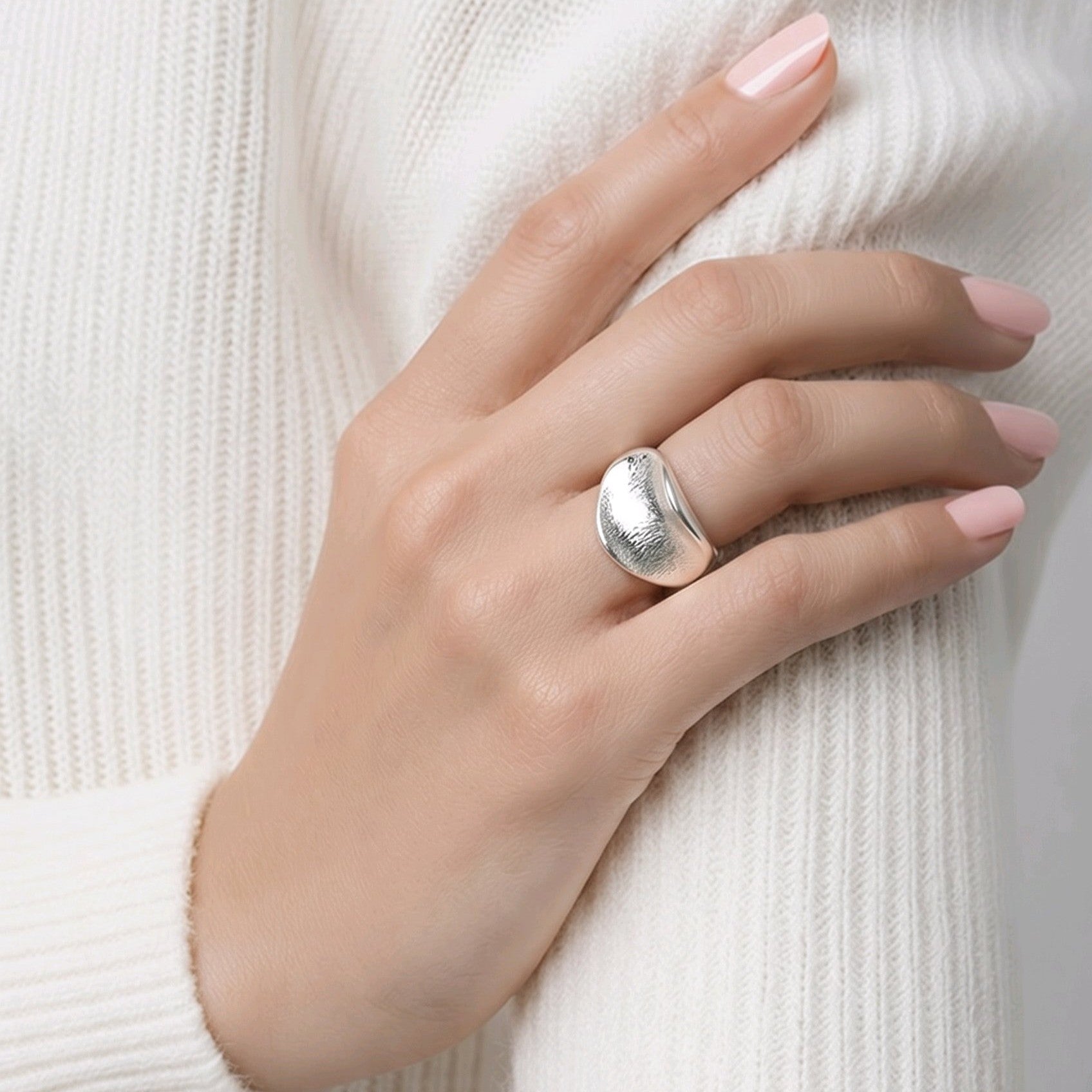 Anillo maxi baño de plata