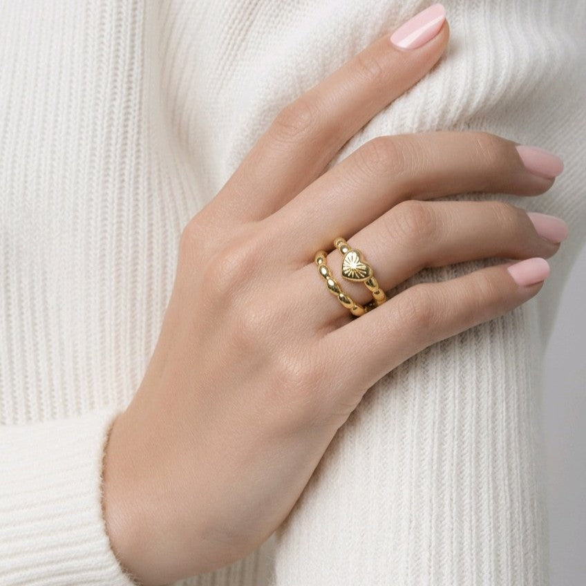 Anillo doble corazón