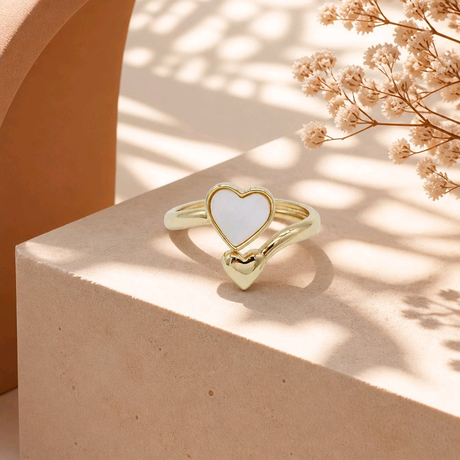 Anillo corazón nacar