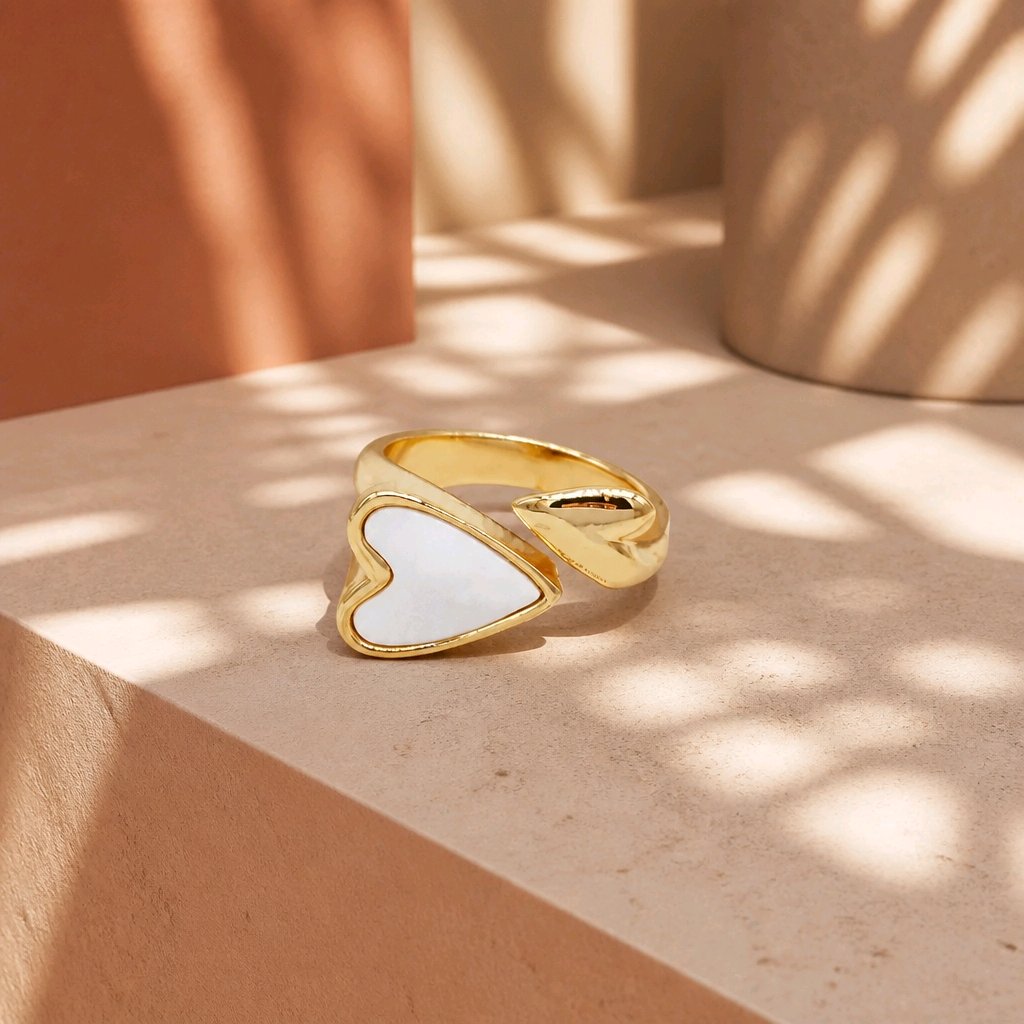 Anillo corazón nacar
