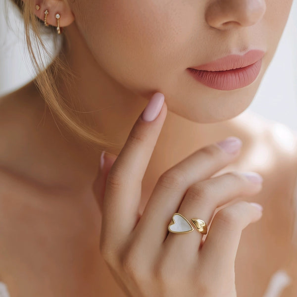 Anillo corazón nacar