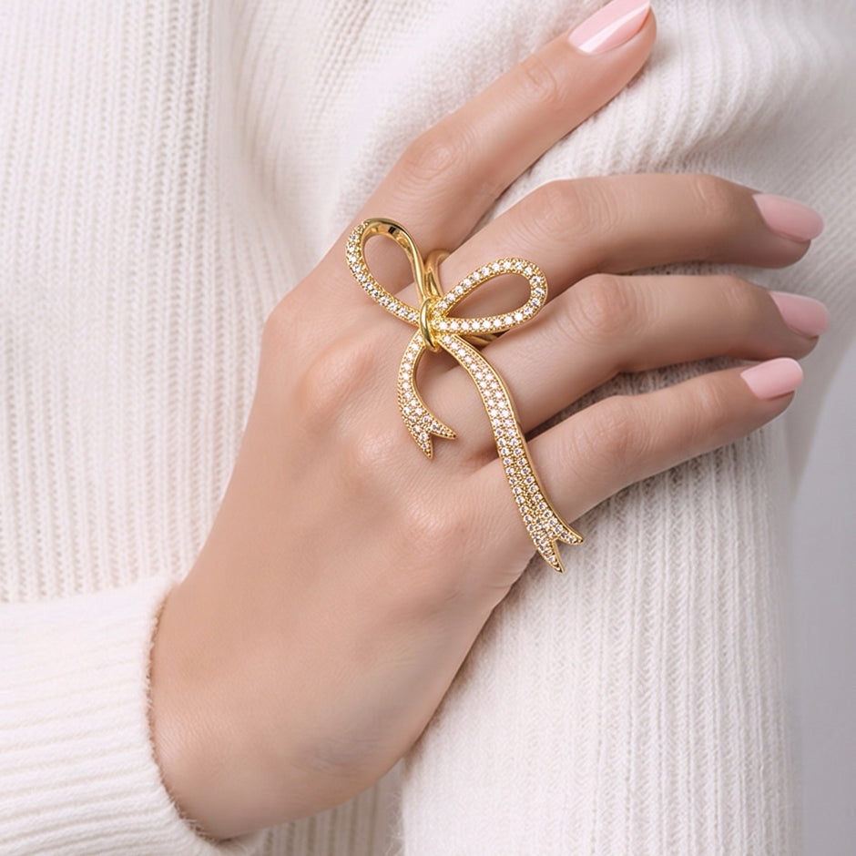 Anillo doble moño zircón