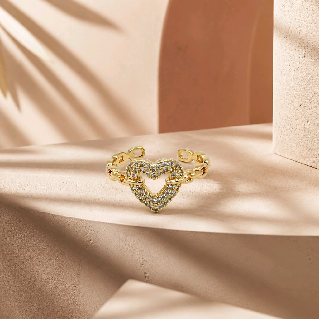 Anillo corazón microzircón