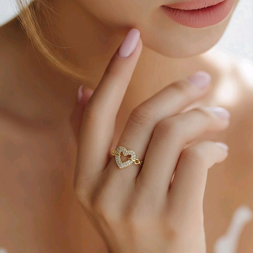Anillo corazón microzircón