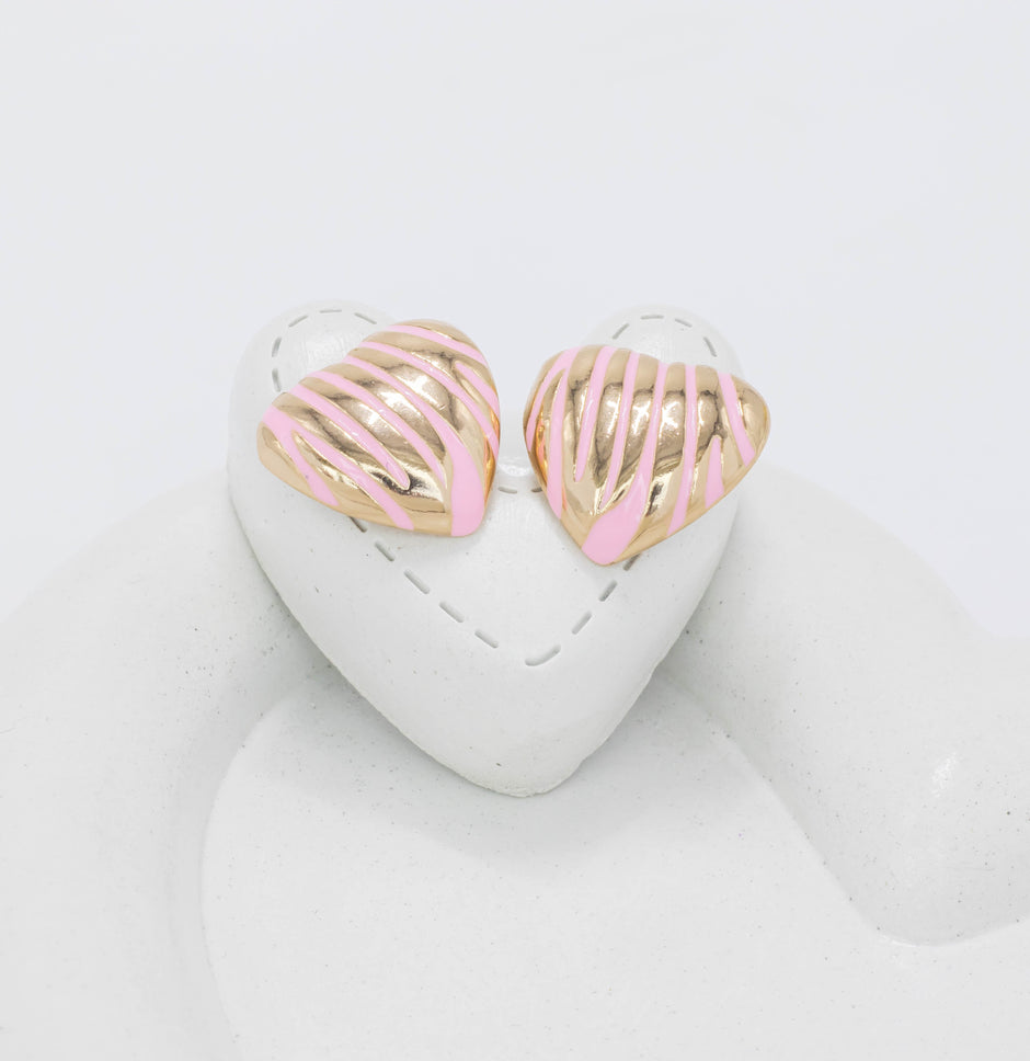 Arete corazon print rosa