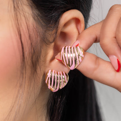 Arete corazon print rosa