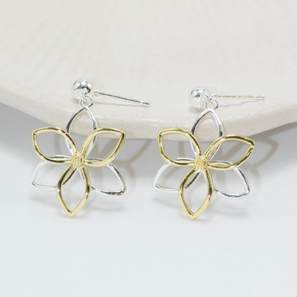 Arete silueta flor 2 oros
