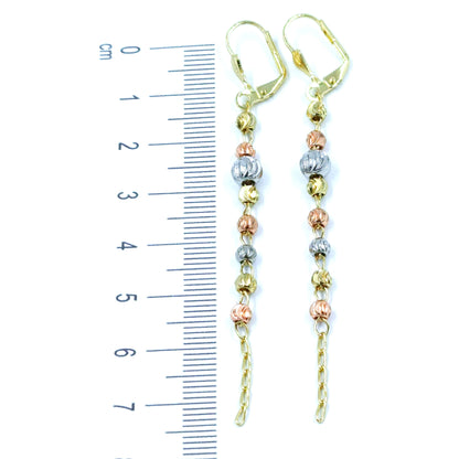 Arete balín diamantado 3 oros