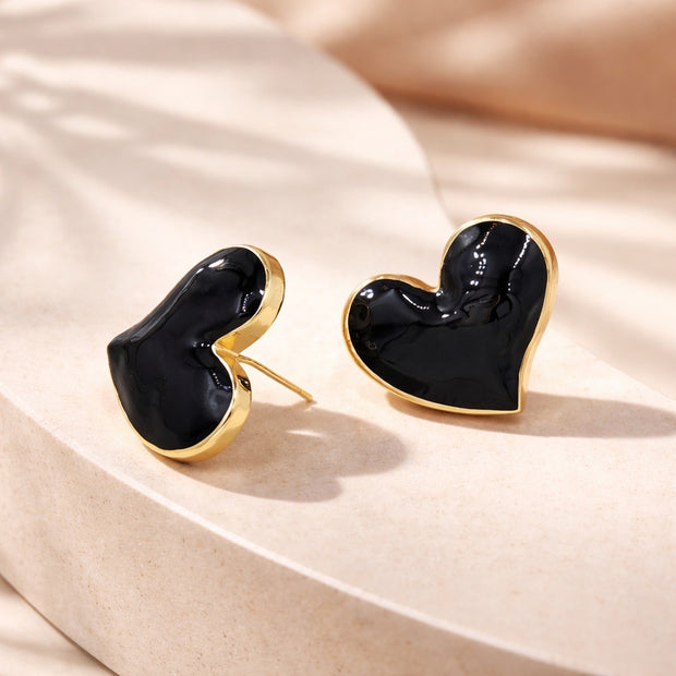 Arete maxi corazón negro
