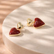 Arete  corazón rojo