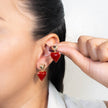 Arete  corazón rojo