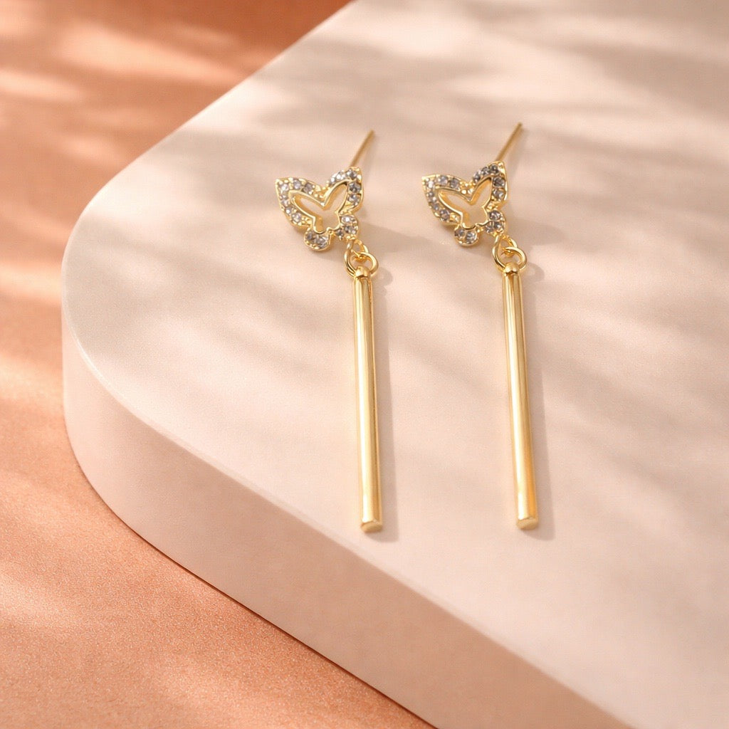 Arete mariposa tubo