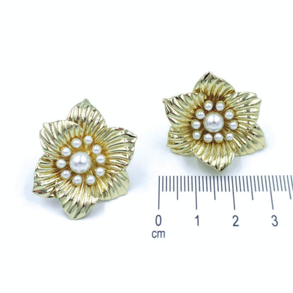 Arete flor perlas