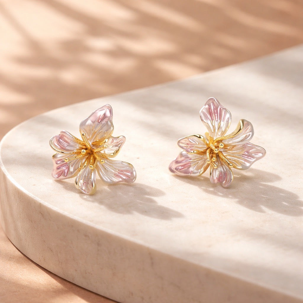 Arete flor esmaltada